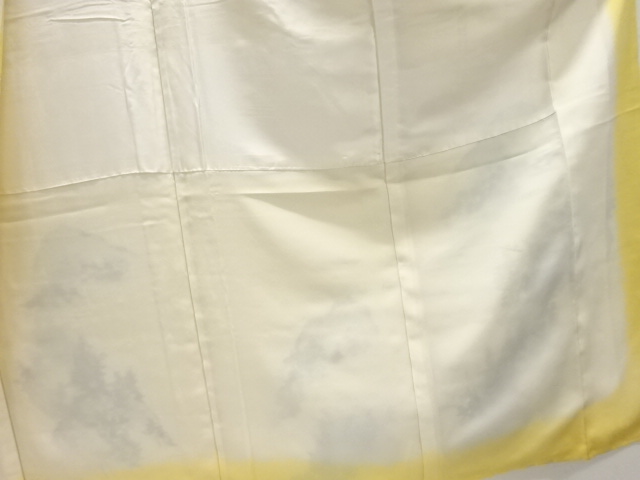  遠山に家屋・川下り模様訪問着